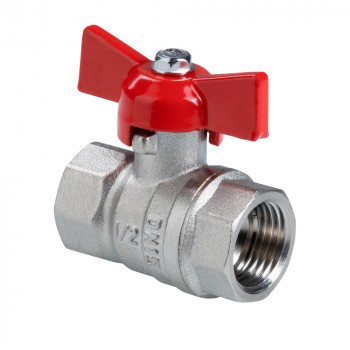 Кран шаровой СТАНДАРТ, никель, рукоятка бабочка 1/2", вн.-вн. PN40 (ГОСТ) VT.122.N.04