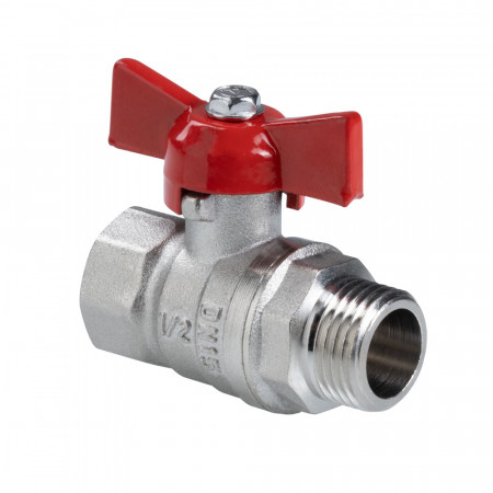 Кран шаровой СТАНДАРТ, никель, рукоятка бабочка 3/4", вн.-нар. PN40 (ГОСТ) VT.123.N.05 VALTEC