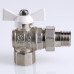 Кран шар. BASE угловой с полусгоном 1/2" вн.-нар. белая рукоятка VT.228.NW.04 VALTEC