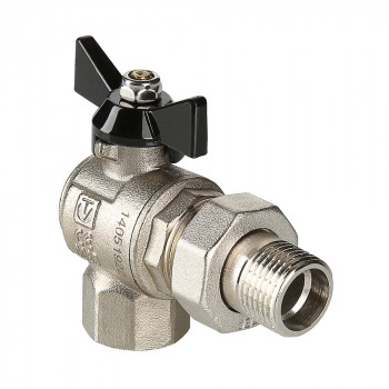 Кран шар. PERFECT угловой с полусгоном 1/2" вн.-нар. VT.328.N.04