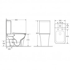 Унитаз напольный Azario AVERO 660x360х820 безободковый со смывным механизмом Geberit, бачком и сиденьем микролифт (AZ-1213A-G)