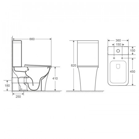Унитаз напольный Azario AVERO 660x360х820 безободковый со смывным механизмом Geberit, бачком и сиденьем микролифт (AZ-1213A-G) AZ-1213A-G  Azario