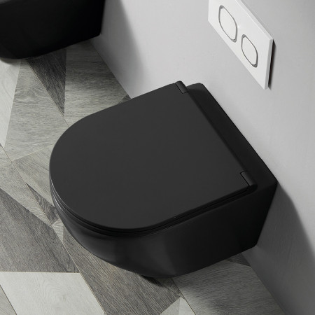 Унитаз подвесной Azario Grado 490х370х360 безободковый с сиденьем микролифт, черный матовый (AZ-0046-MB) AZ-0046N-MB  Azario